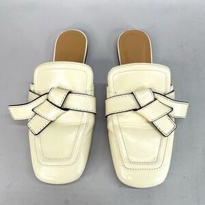 Loewe Womens 36/ 6 Gate Mule Belted Milk Calfskin Leather Knot Slip On Flat Shoe